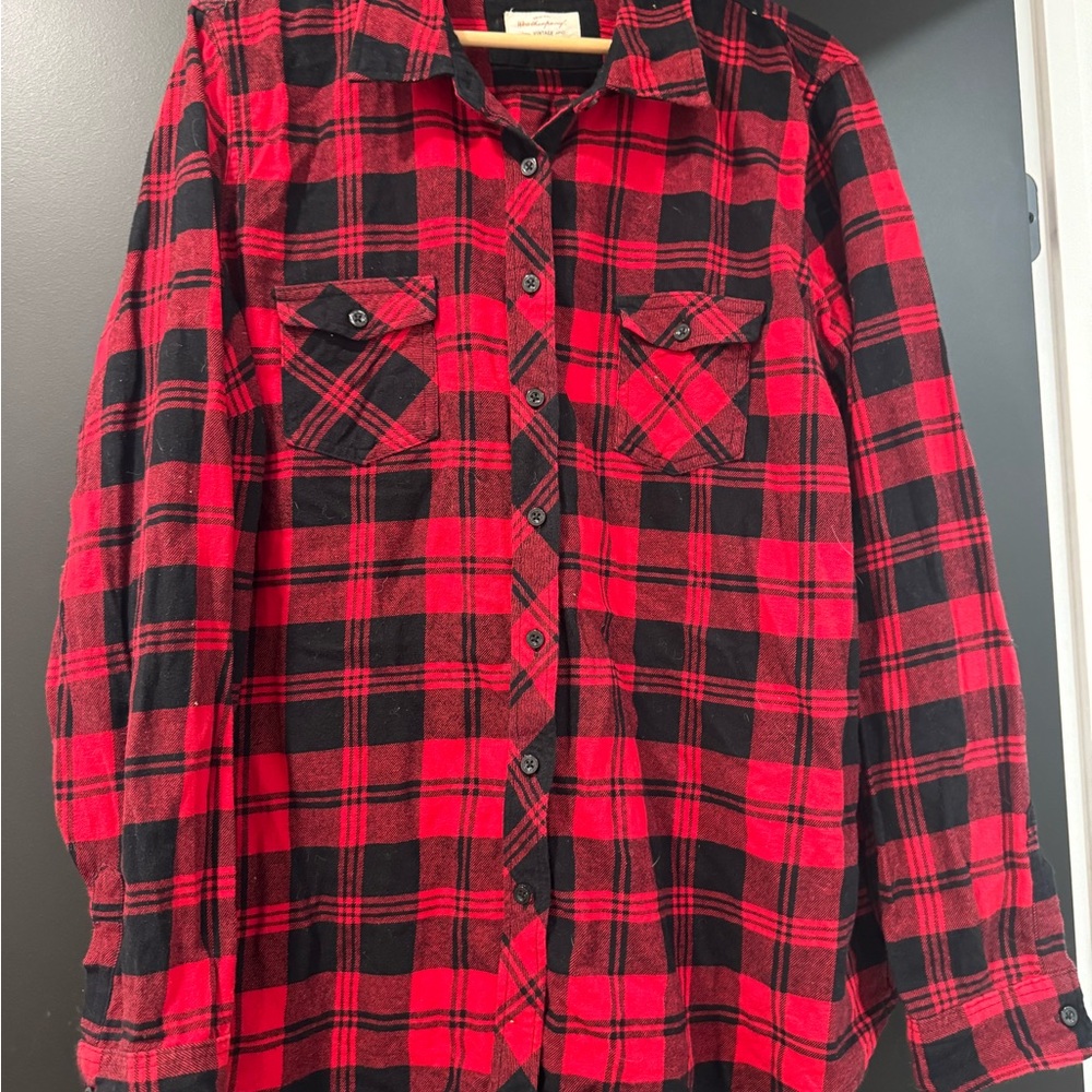 Weatherproof Vintage Red and Black Plaid Shirt